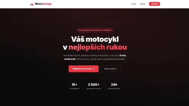 Motogarage - ukázka webu pro autoservis