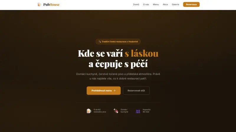PubHouse - ukázka webu pro restauraci
